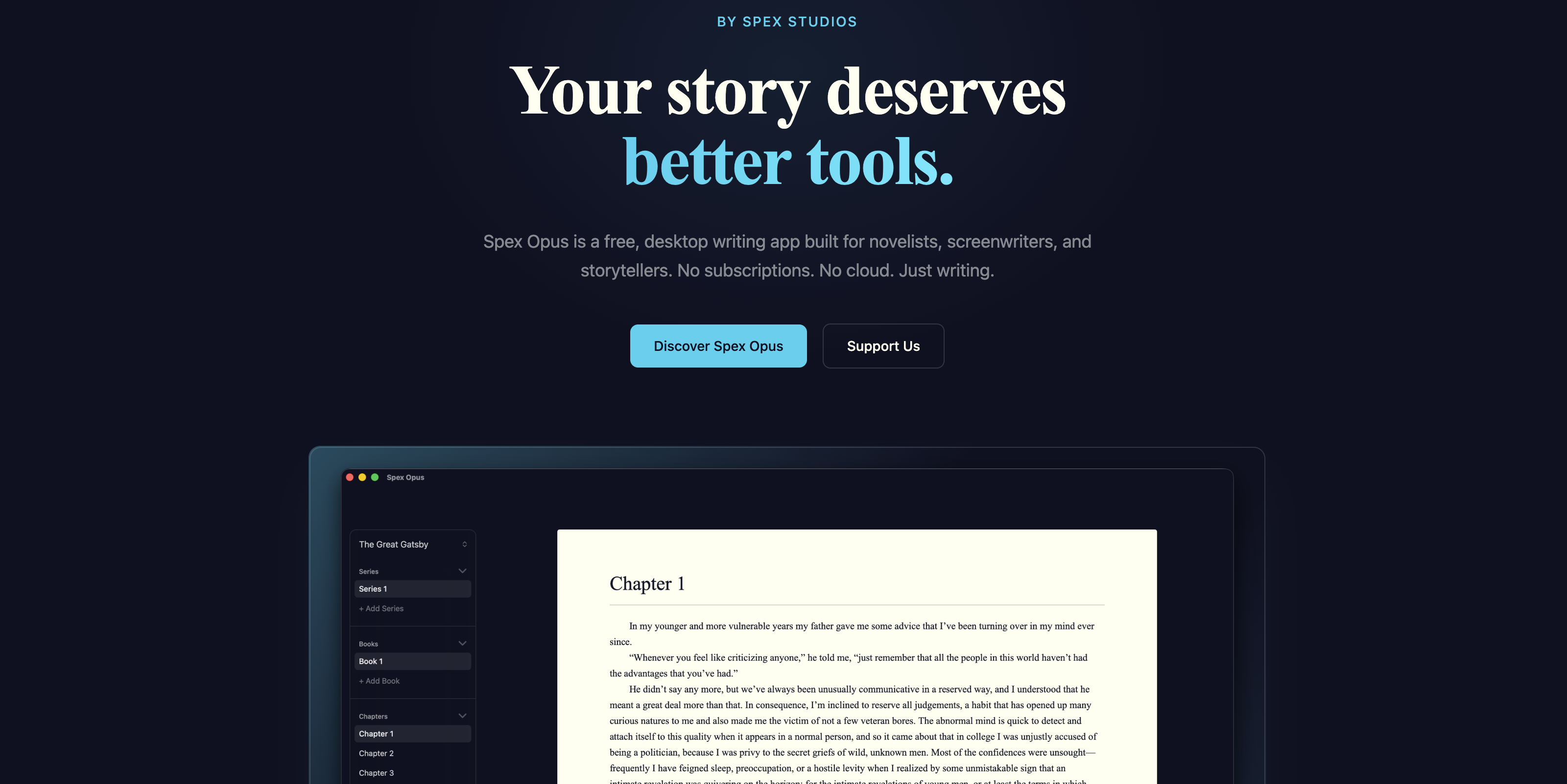 Spex Studios — Spex Opus writing application